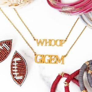 Texas A&M Aggies GIGEM Gold Nameplate Necklace